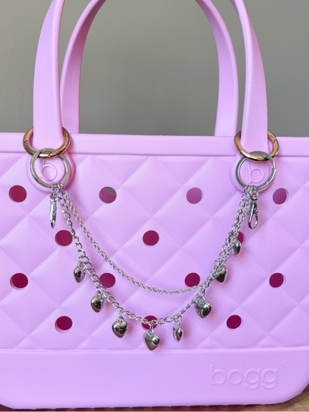♥️💖 Silver Double Chain Heart Bag Charm Keychain Trucker Cowboy Hat Chain  NWOT